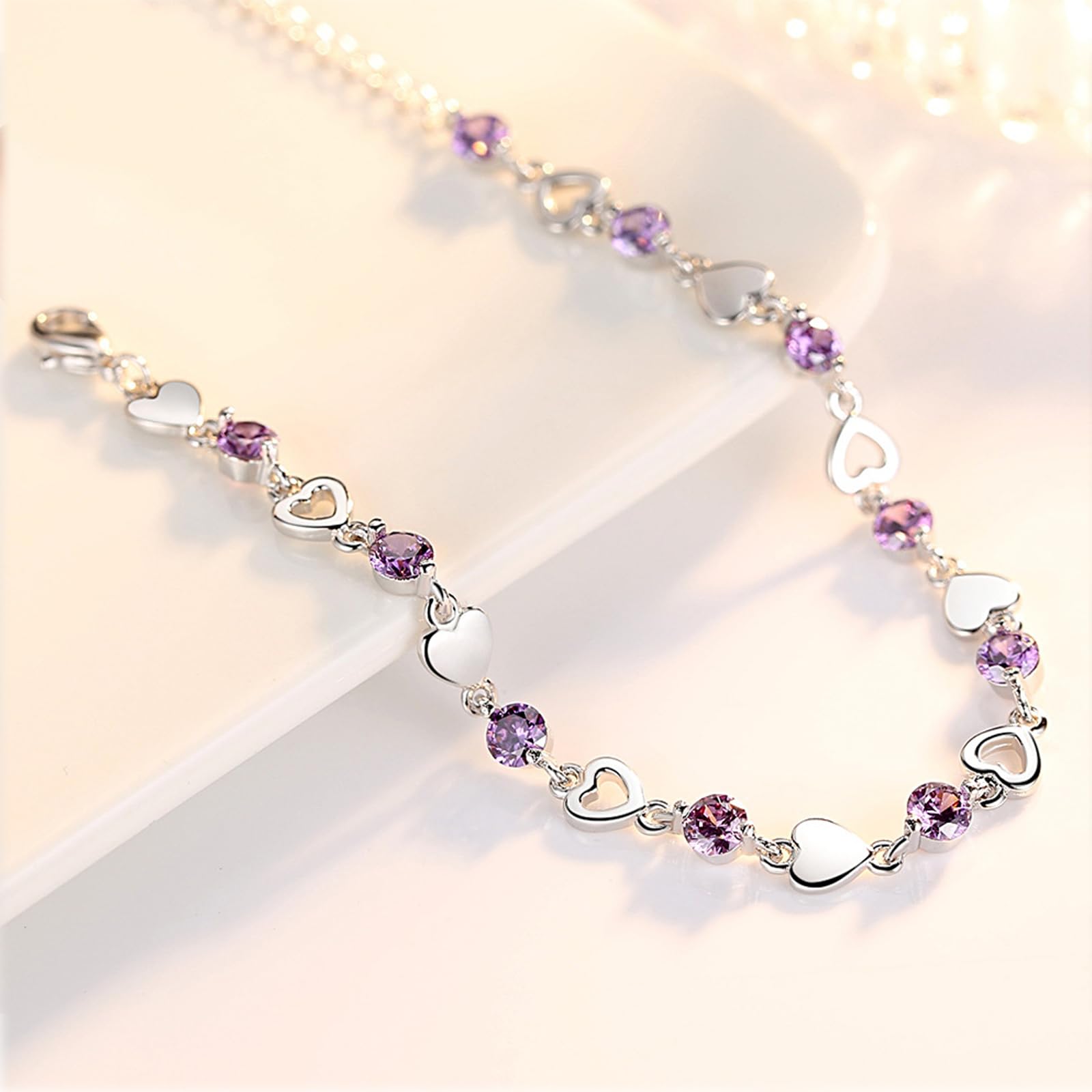 Braccialetto Donna del Cuore per Le Donne Gioielli Regolabili Carino Minimalista Regalo Trendy Fashion Accessory-Bianco