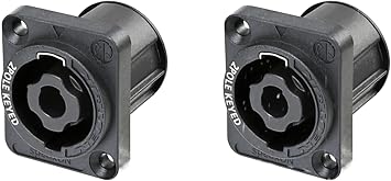 2 Pack NEUTRIK NL2MPXX 2-Pole SPEAKON Panel Mount Twist Lock w/ 3/16" Flat Tabs