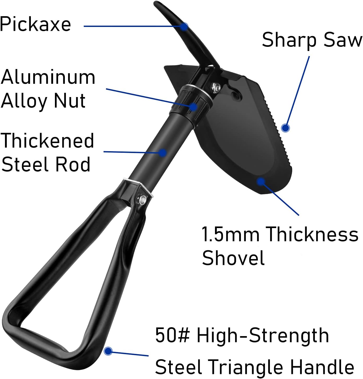 Camping Folding Shovel Multifunctional Folding Spade Survival Shovel