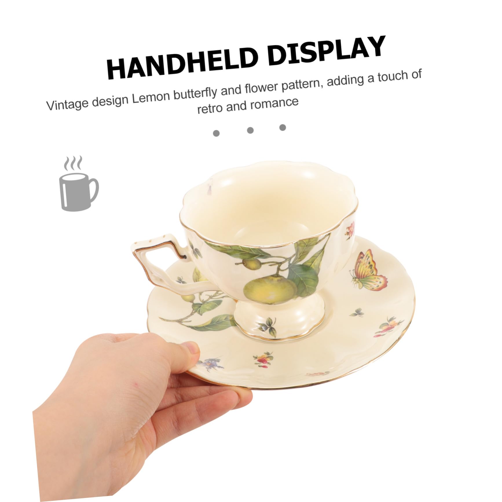 Retro Kaffee Tasse Satz aus Keramik mit Untertasse für Zuhause