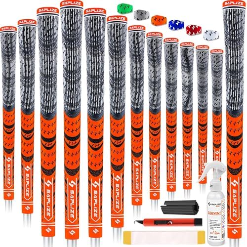 SAPLIZE Golf Grips 13 Piece with Complete Regripping Kit, Standard /Mid-Size, Cord Rubber, Hybrid Golf Club Grips, 6 Colors Options SAPLIZE Golf Grips 13 Piece with Complete Regripping Kit, Standard /Mid-Size, Cord Rubber, Hybrid Golf Club Grips, 6 Colors Options