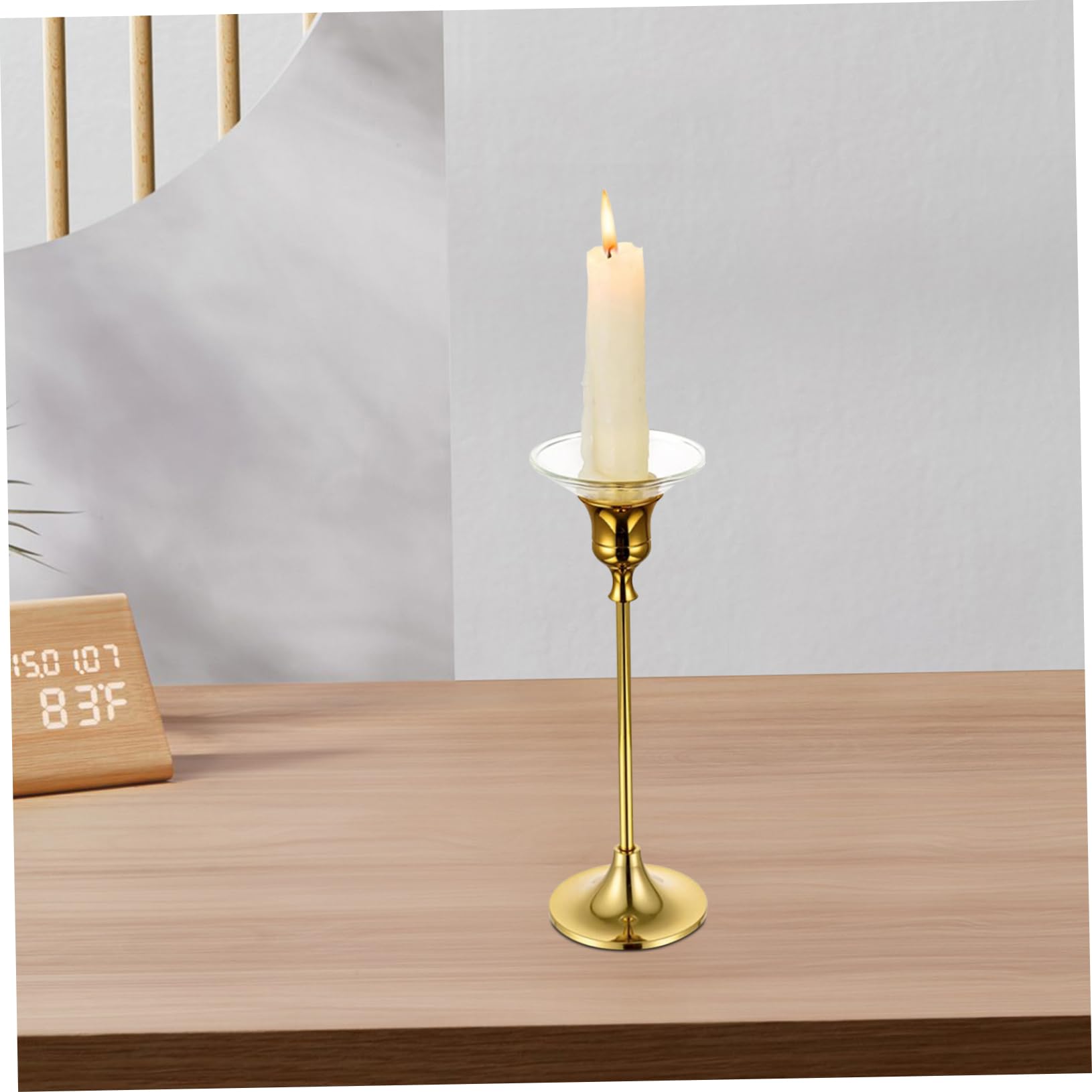 HEALLILY Protège-Gouttes de Cire en Verre Transparent Protection Anti-Gouttes Maison Restaurant 12pcs Porte-Bougies Cannelé Solide pour Bougies