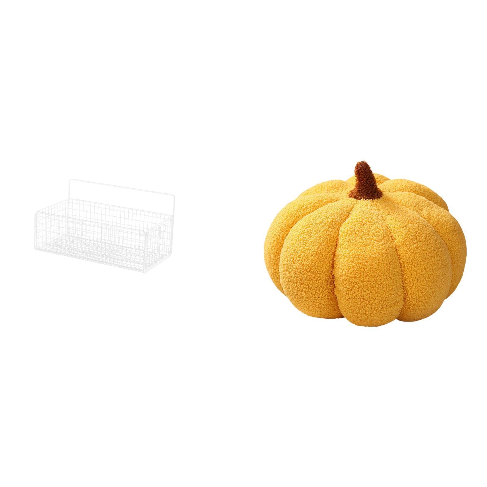 Floating Metal Wire Basket Shelves and Plush Pumpkin Pillow Dcorative Organizer for Kitchen Bathroom Living Room Bedroom Sofa Countertop Dcor-image-11