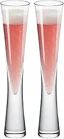 Physkoa Conjunto de taças de champanhe de vidro de 56,7 – 141,7 g cristal soprado à mão elegante taça de champanhe, Prosecco para presentes de aviso de casa de aniversário de casamento