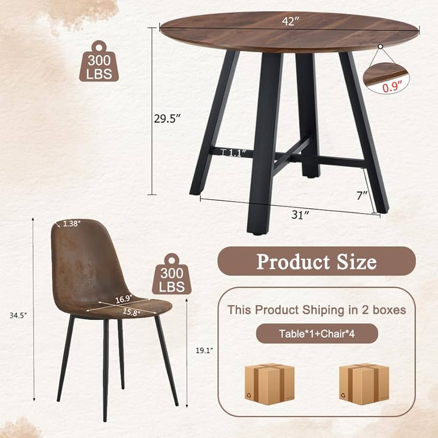 Amazon｜ラウンドガラスダイニングテーブルセット 4人用 モダン