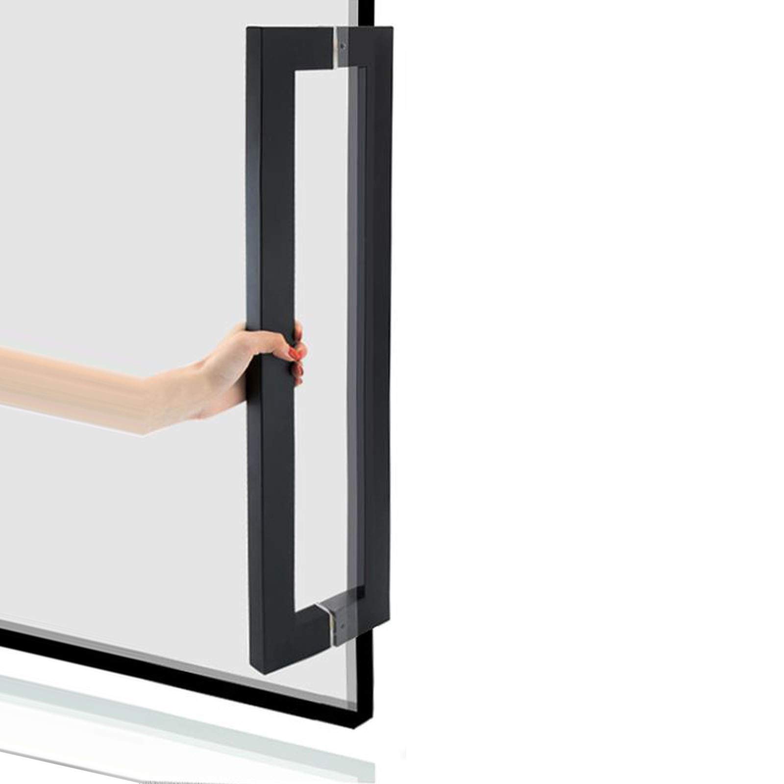Maniglia per Porta Maniglie per Porta per Vetro su Due Lati in Acciaio Inossidabile, Maniglie per Porta del fienile per carichi Pesanti, per casa/Ufficio/Negozio, Nero, antiruggine/5 dimensi