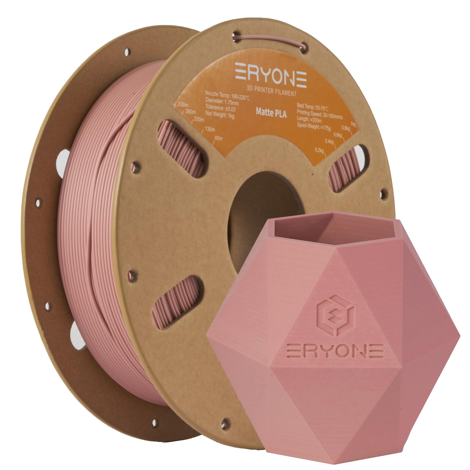 ERYONE Filamento per stampa 3D PLA effetto opaco, 1.75mm Tolleranza ±0.03, 1kg per rotolo, Rosso Ceramica