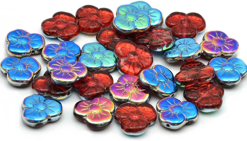 10pcs 3-petal Flower Flat Beads 13 mm, Transparent Pink Crystal Vitrail Medium Coating (70010-28101), Bohemia Crystal Glass, Czechia 11109042