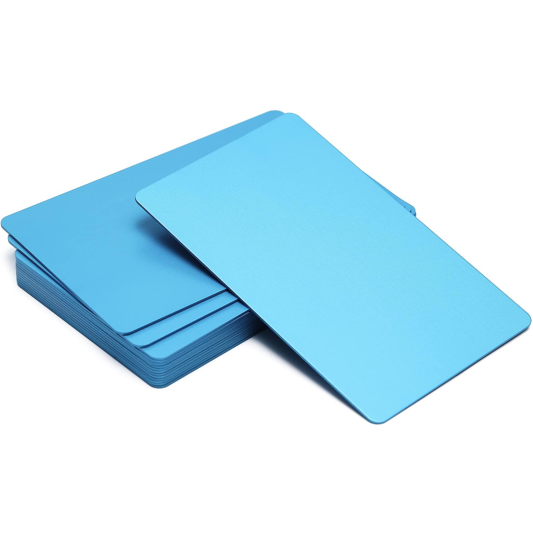 Thick Aluminum Metal Business Cards Anodized Aluminum 86 X 54 X 0.8mm 15 pcs (Sky Blue)