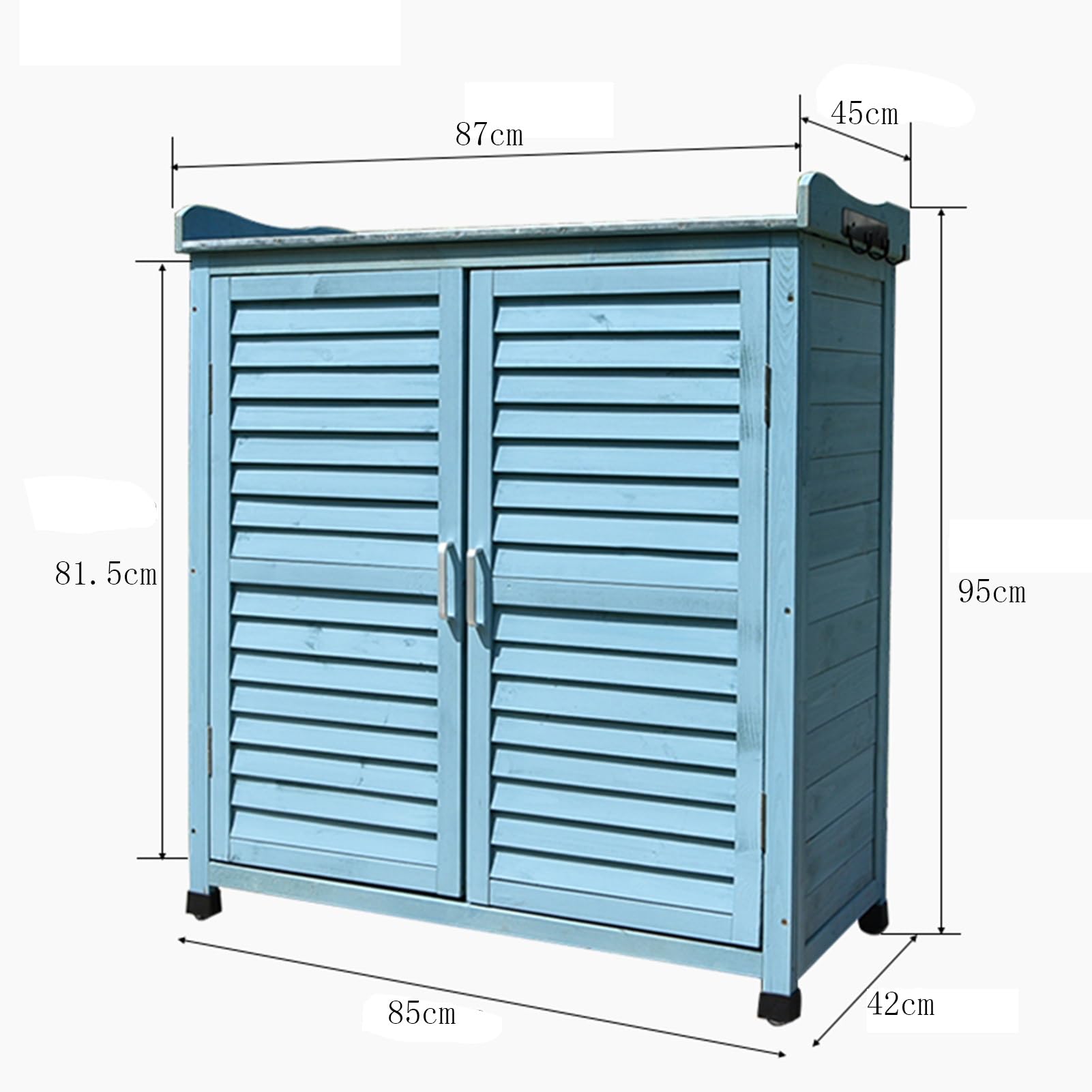 Outdoor-Pflanztisch mit Metallarbeitsplatte - Wasserdichter UV-beständiger Doppeltür-Schuppen, Werkzeugorganizer mit Fächern für Garten, Terrasse & Rasen(Light beige)