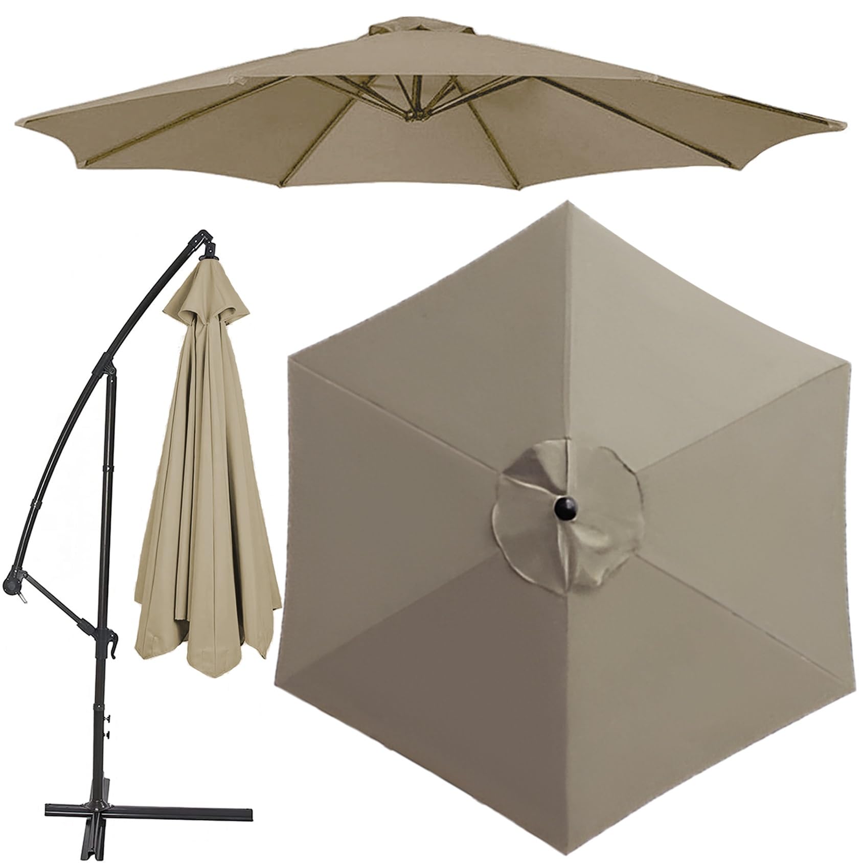 Replacement 8 Arms 6 Arms Sun Umbrella Cloth 6.5'/8.8'/9.8' (200cm/270cm/300cm) Parasol Replacement Canopy Replacement Parasol Fabric Cover For Garden Umbrella(Color:Top Color,Size:3.0 m(9.8ft)-6 Arms