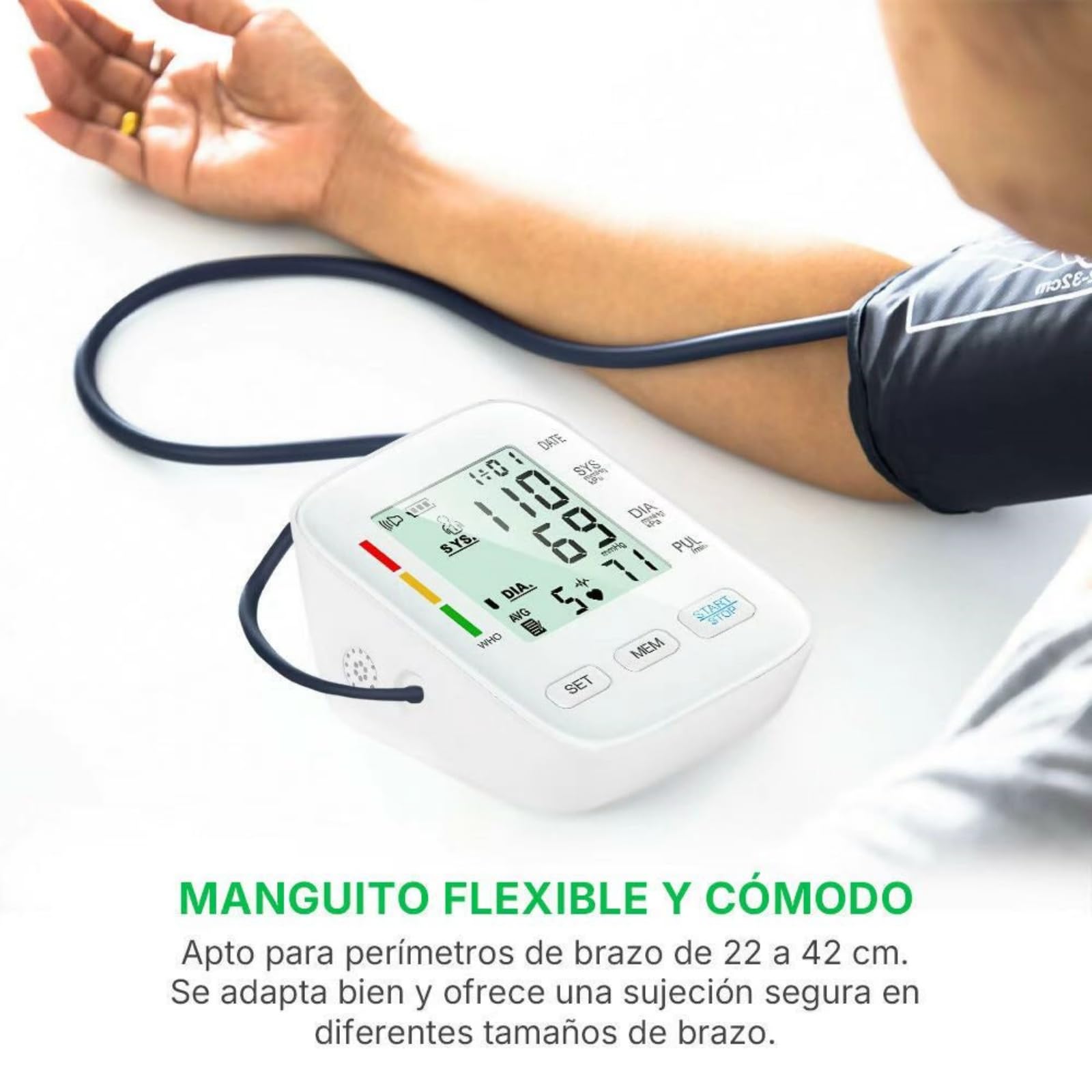 oryzom Tensiómetro V1 Pro – Precisión clínica y comodidad óptima para un control fiable en casa，Pantalla grande, voz de aviso, pequeño y portátil