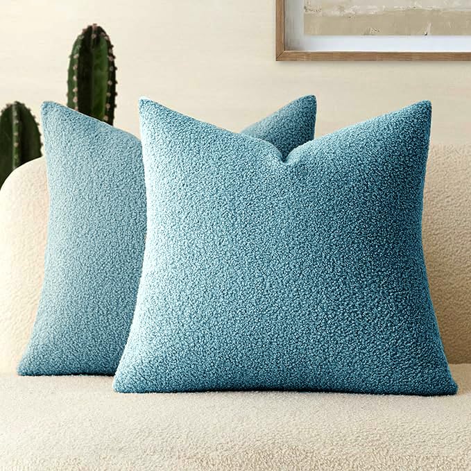 Cazimo Luxury Decorative Boucle Cushion Cover || Set of 2 ||16 x 16 Inch || Textured Pastel Bookley Pillow Cover for Sofa/Couch for Living Room/Bedroom || Square (Pastel Blue) (B0D17XNQDW) Amazon Price History, Amazon Price Tracker