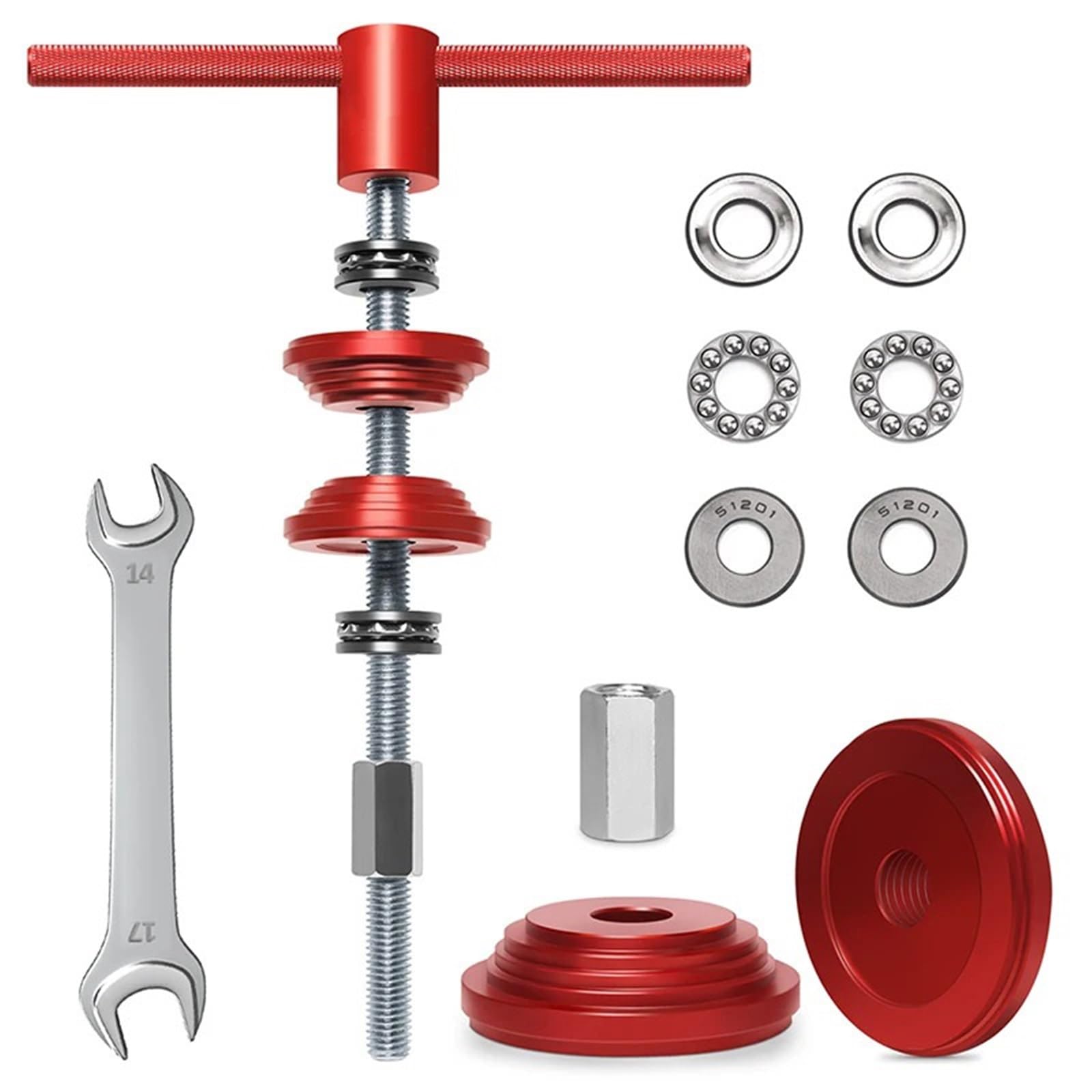 Herramientas de instalación auriculares para bicicleta, pedalier montaña, herramienta presión tensor extractor cadena(Red)