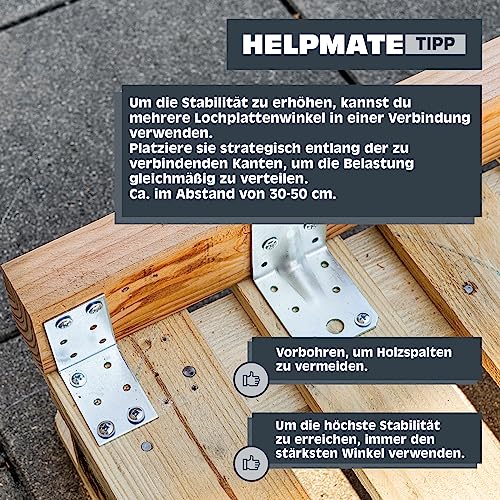 HELPMATE – Lochplattenwinkel 40x40x20 mm – 24 Stück – galvanisch verzinkt – Ansicht 5