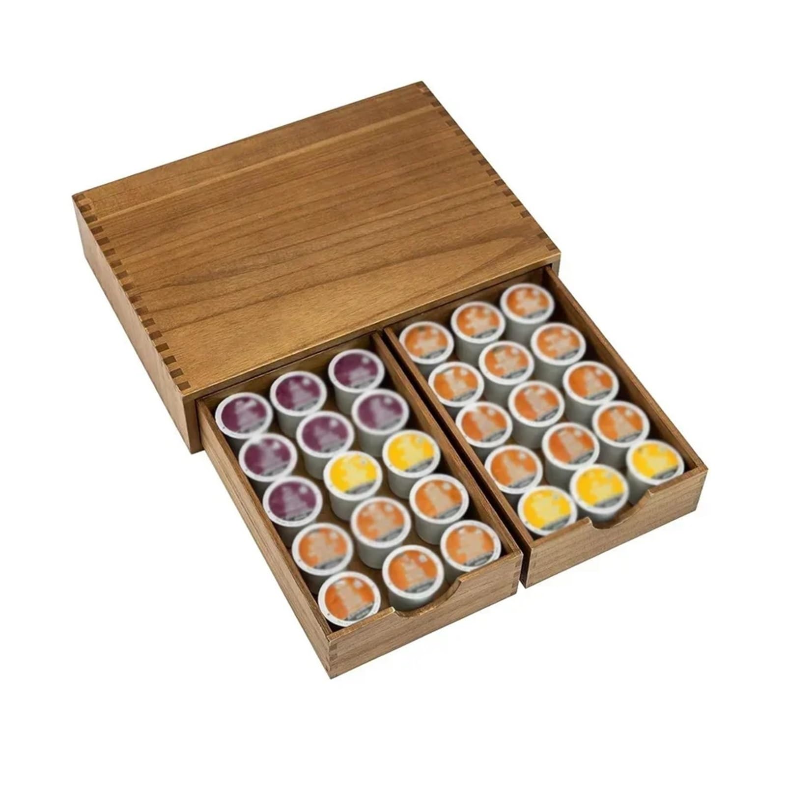 Stojak Na Torebki Na Kawę - Eleganckie Drewniane Pudełko Do Przechowywania Torebek Na Kawę Z 2 Szufladami, Kompatybilne Z IFANYUO(2pcs)