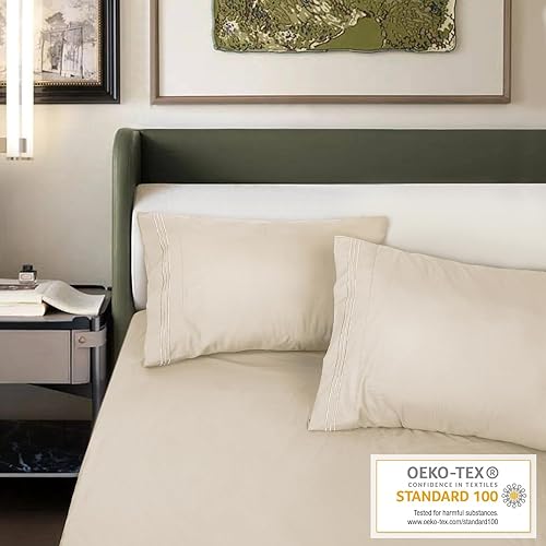 Miniatura 5 de Lirex Fundas de almohada (paquete de 2), fundas de almohada de microfibra cepillada suave de 1800 hilos, lavables a máquina, sin arrugas,