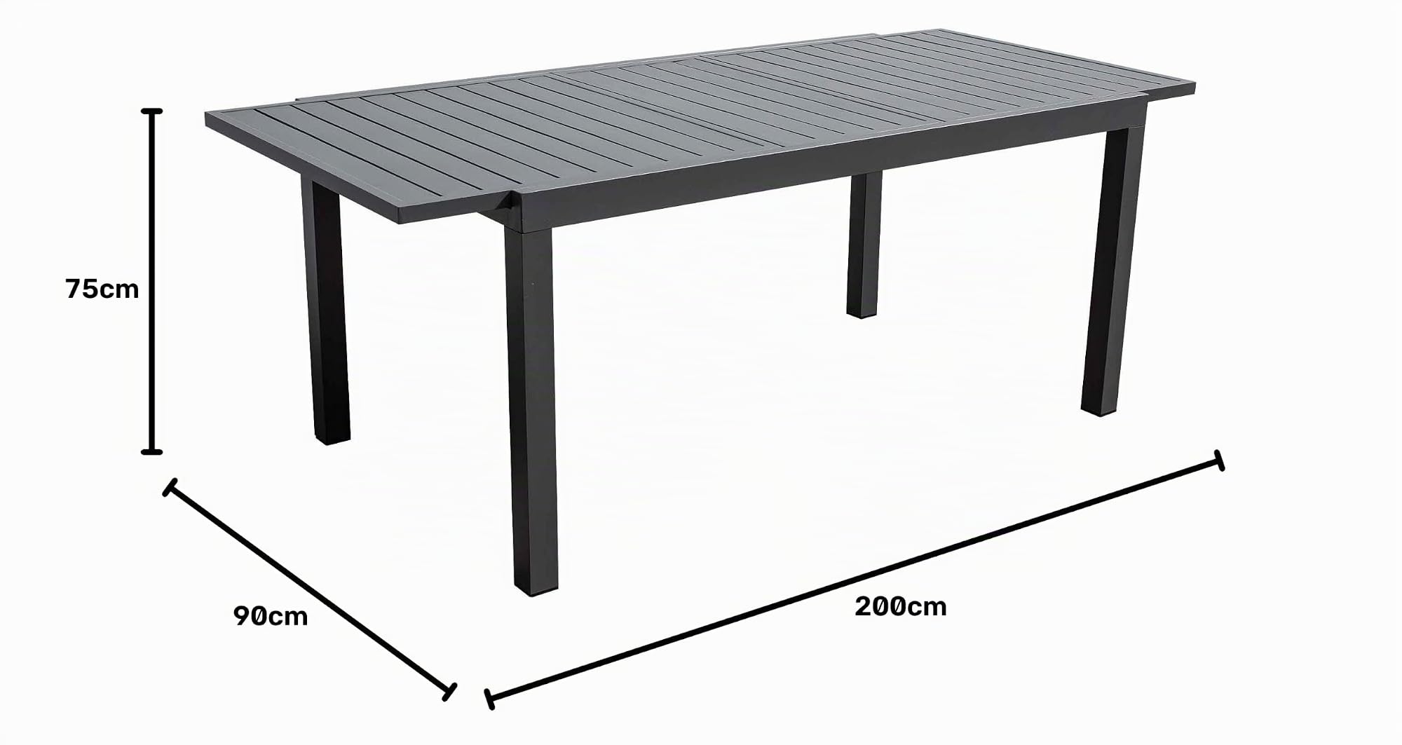 AVANTI TRENDSTORE - Tertenia - Tavolo allungabile da giardino in alluminio nel colore antracite. Ideale per il tuo balcone o giardino. Dimensioni LAP ca. 160/200x75x90 cm