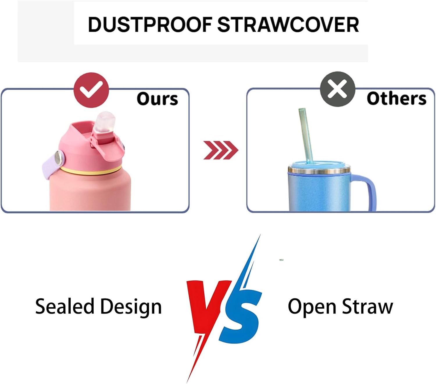 32 oz Modern Insulated Water Bottle with Handle, Flip-Top Straw Lid, Stainless Steel, Vacuum Double-Walled Leak-Proof BPA-Free Tumbler Mug, Fits Cup Holder for Travel Sports Office,Pink - Image 4