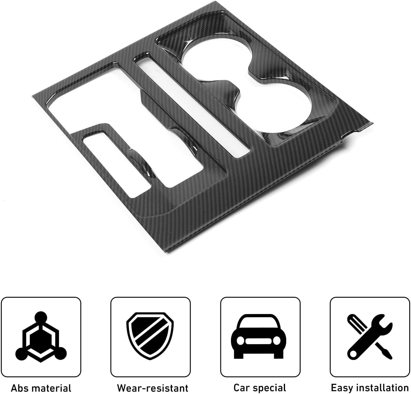 Linskip Center Console Gear Shift Panel Trim Compatible with Ford F150 2021 2022 2023, for F-150 Cup Holder Decor Cover, Carbon Fiber Black Interior Accessories