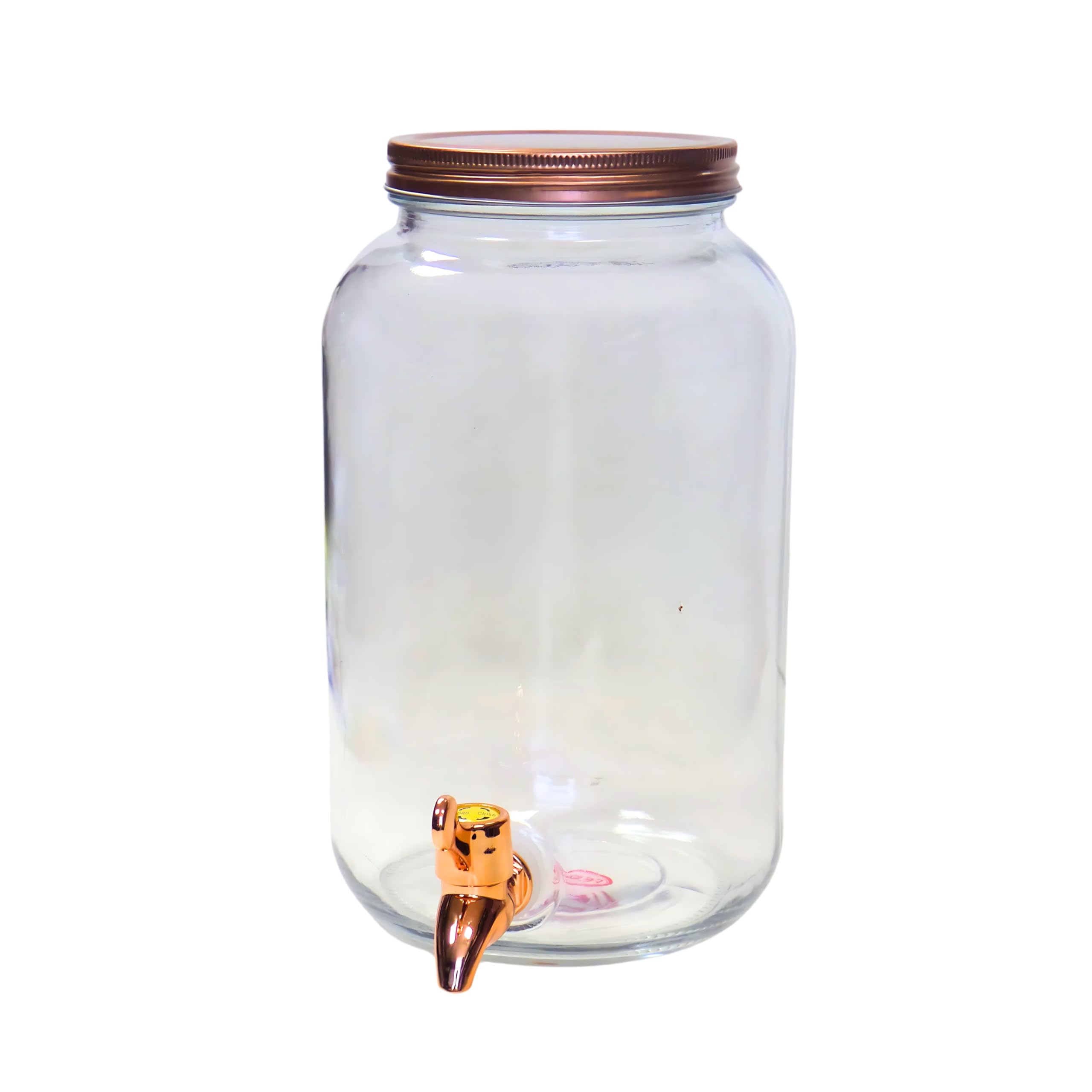 FEELINGS Glass Clear Beverage Dispenser with Tap 3.25L,Gold Lid | Drink Server for Parties, Events & Weddings | Stylish Glass Beverage Container for Cocktails, Lemonade & Iced Tea