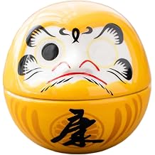 Daruma Doll Japanese Miniature Ceramic Figurine Table Sculpture Decorative Figurine Collectible Figurine with Appealing Design for Gift Home Col, Yellow