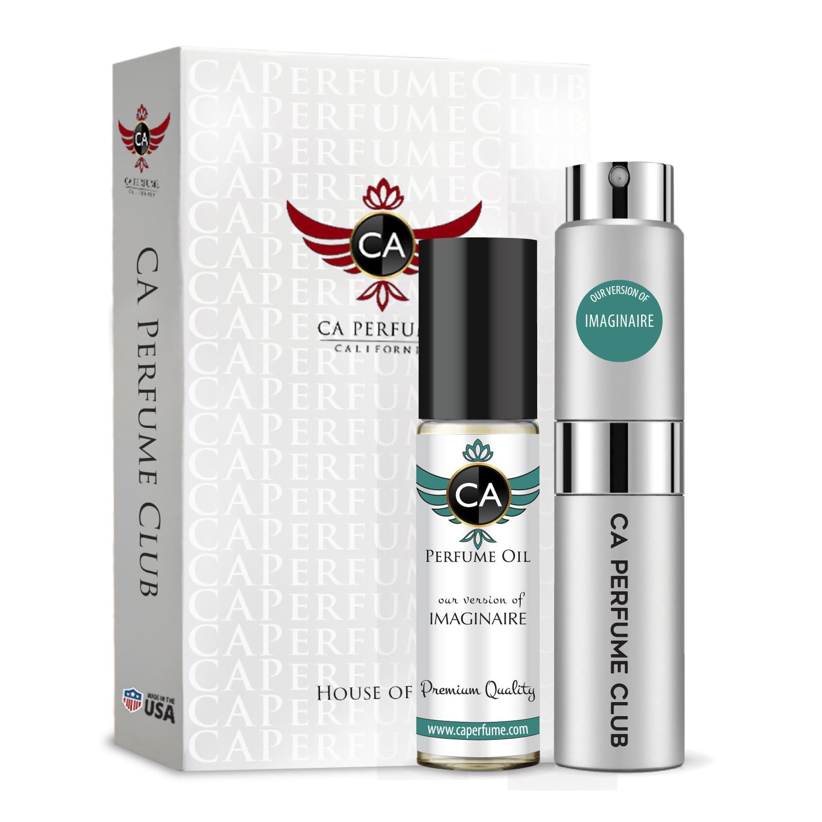 CA Perfume Duo Impression of Imaginaire Men Sprayer + Body Oil Roll-On Bottles 0.27 Fl Oz+0.33 Fl Oz