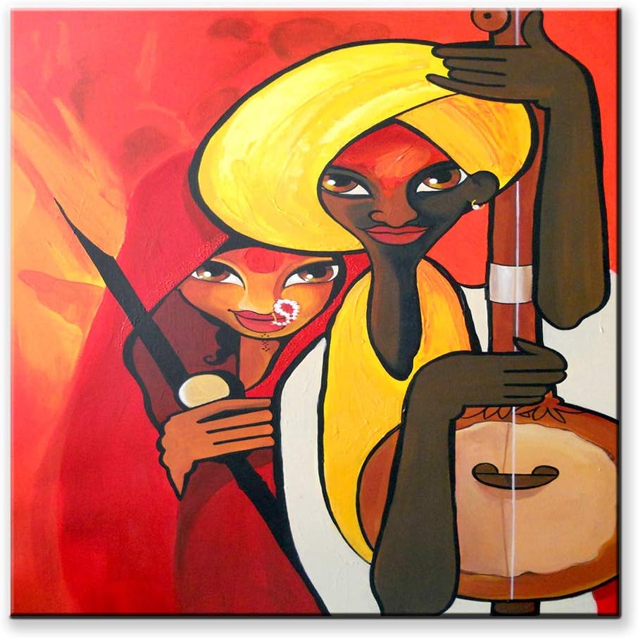 Pintura Musical Couple Designer Canvas Painting # Wall Art # Home Décor # Art Paint # Unique Design # Size(12 inch x 12 inch) # UV Texture
