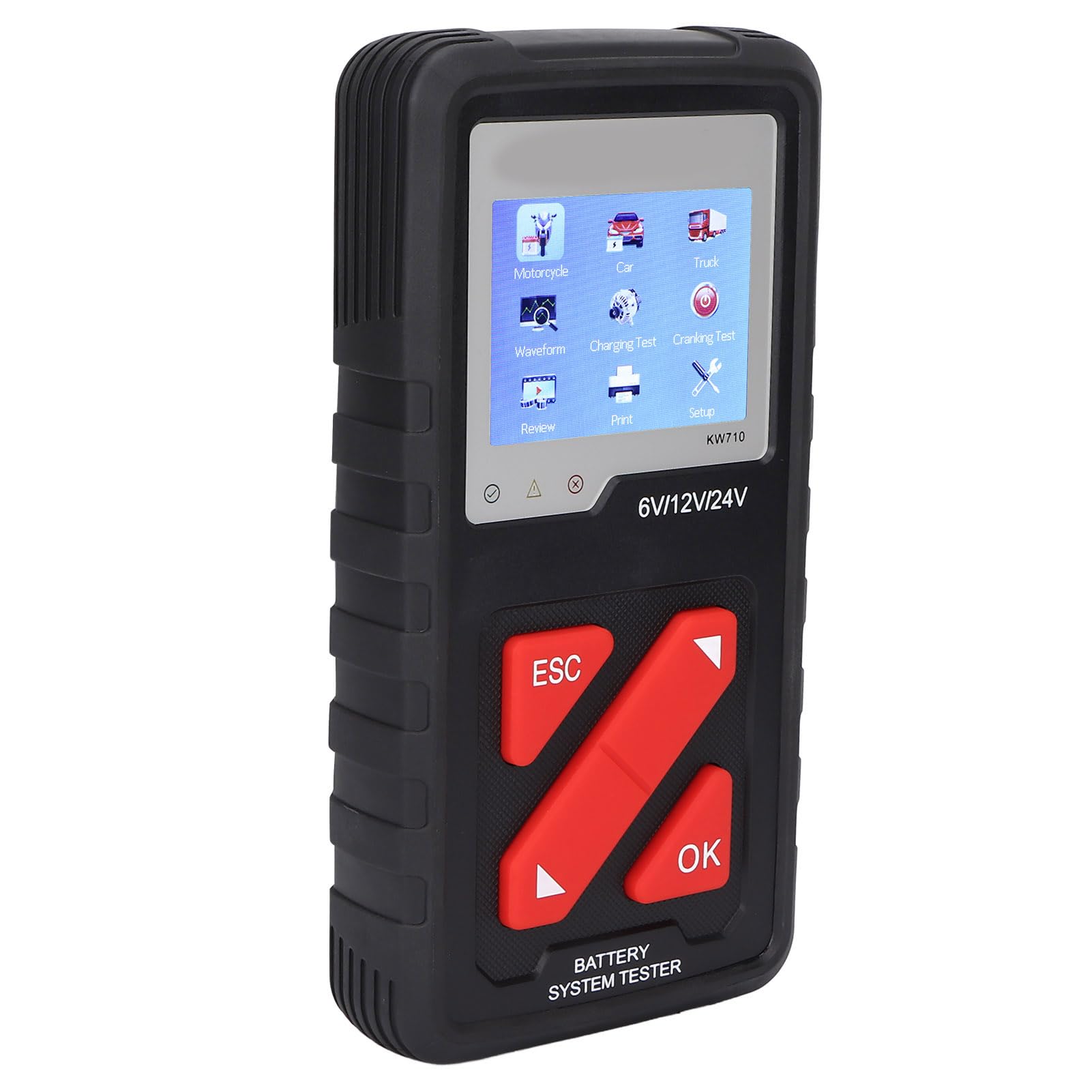 Aramox Testeur de Batterie Numérique ABS Analyseur de Batterie de Voiture 6 V 12 V 24 avec écran Couleur 3,2 Pouces 100 à 2000 CCA Outil de Test de Démarreur d'alternateur pour Voitures Camions Motos
