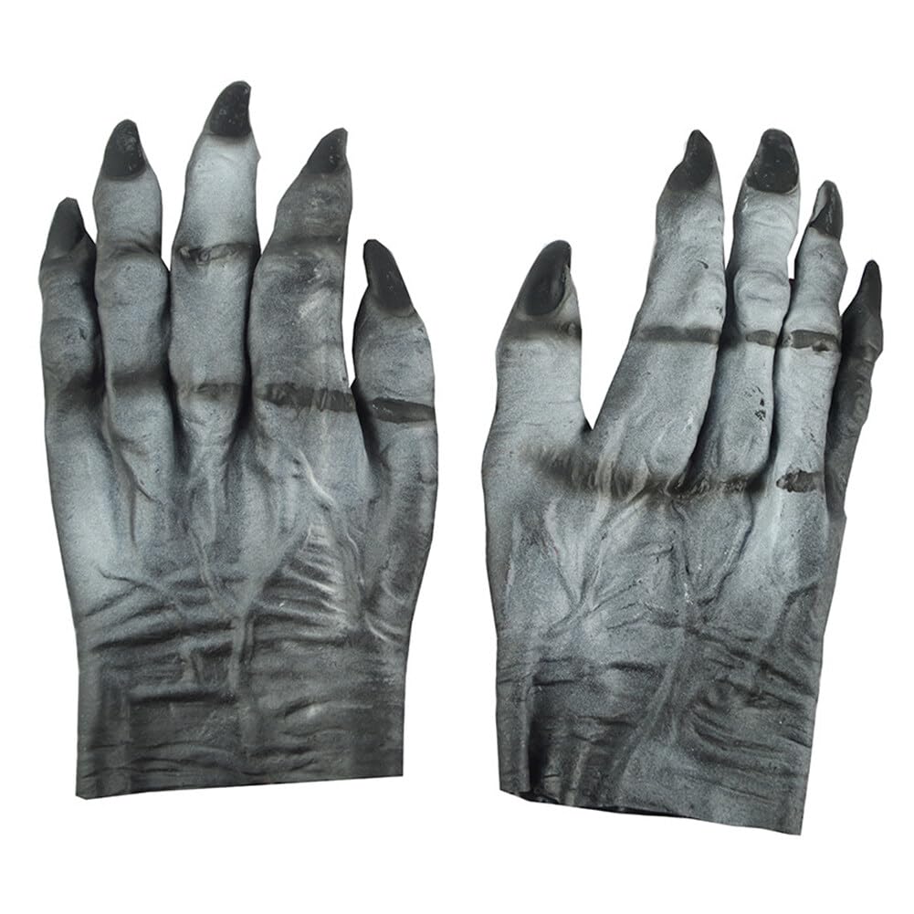 Halloween Costume Paw Gloves, Gloves with Nails Fingernails, Halloween Party Costume Gloves Attached Long Fingernails for Animals Demons Zombies Roles Playing Cosplay Party Masquerade Props