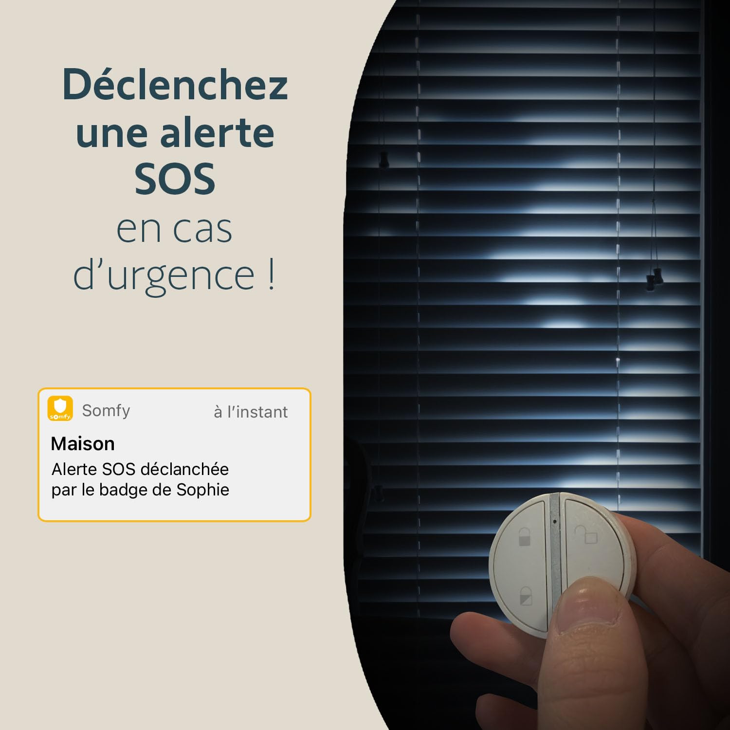 Somfy 2401489 - Badge d'activation et de désactivation alarme | Fonction mains libres | Compatible Home Alarm (Advanced, Essential), Somfy One (+)