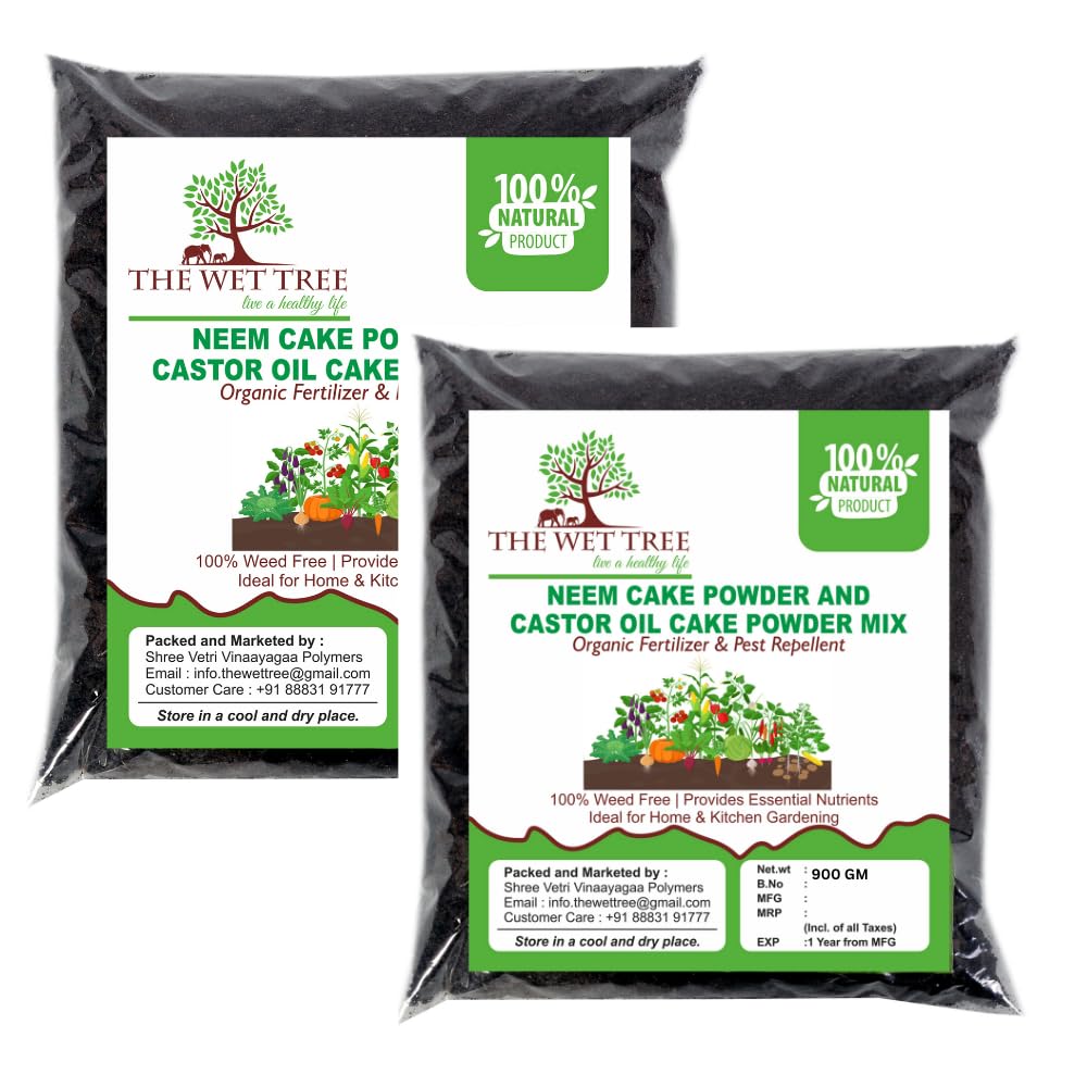 THE WET TREE Neem Cake Powder & Castor Oil Cake Powder Mix | Organic Fertilizer Manure & Growth Promoter for Plants (900)-image-32