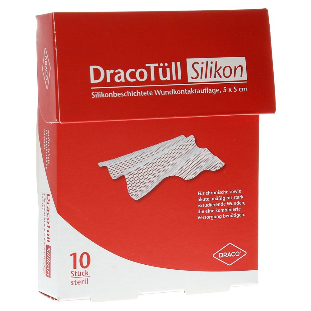 Dracotüll Sil.5x5 cm Silikonbes.Wundkont.Aufl.