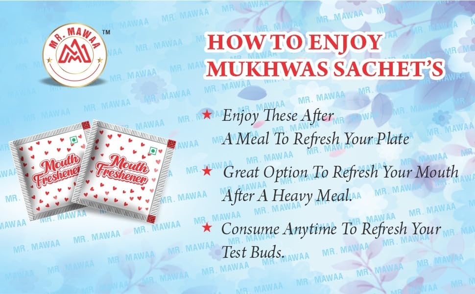 Image of Mr.mawaa Bambaiya Mukhwas Mouth Freshener (600 Sachets Pack) - Sweet & Tasty After Meal Digestive, Traditional Indian Mukhwas, Travel Friendly Sachets, Party & Restaurant Use.