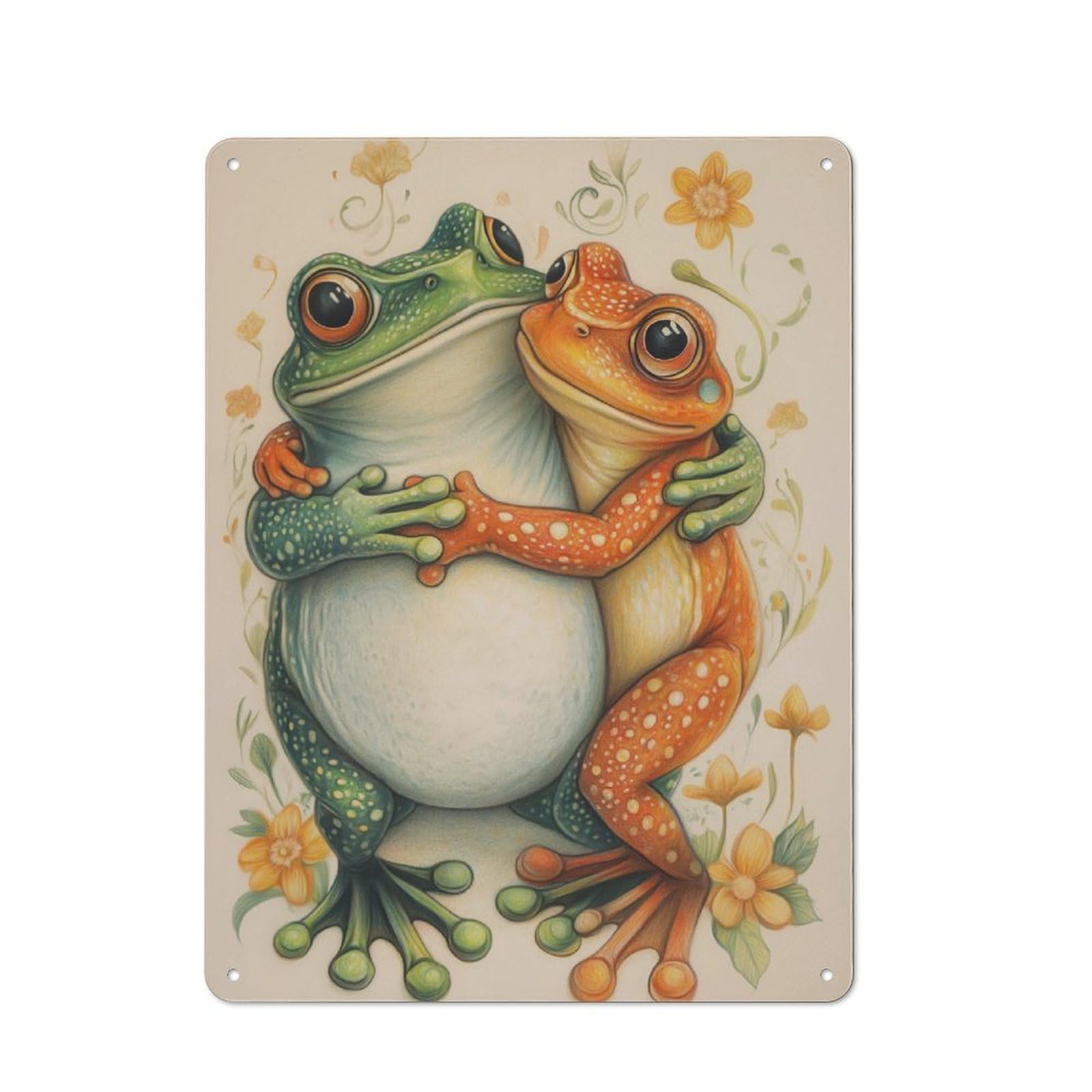 Junmoney Hugging Frogs Metal Plaque 40X30cm With For Home Bar Wall, Retro Decor, For Garage, Workshop And Man Cave Decoration