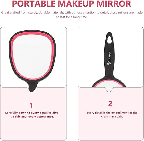 Miniatura 9 de Espejo de mano pequeño para viajes (6.11 x 2.95 pulgadas) – Espejo de mano de aumento estándar 1X con asa, espejo de mango ligero con agujero para