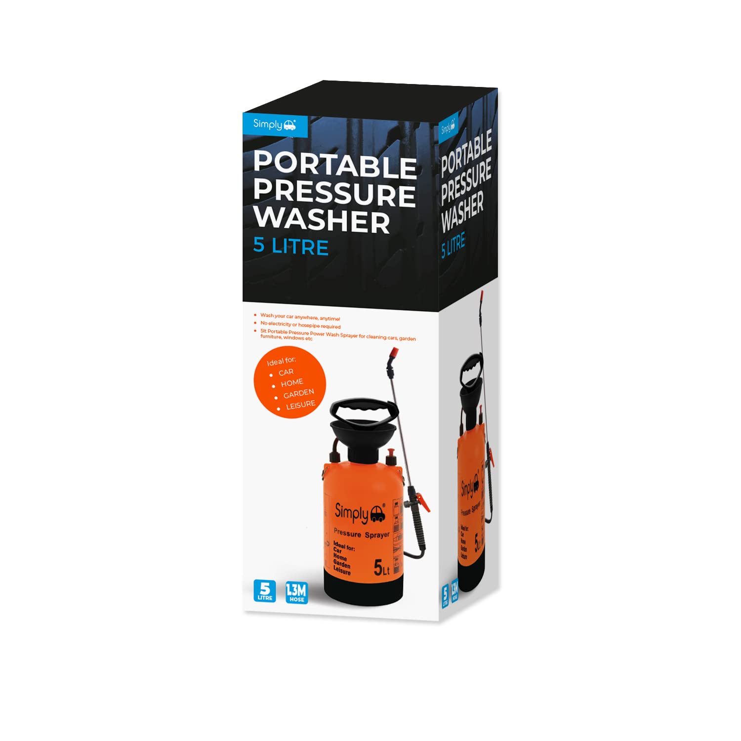 Simply Nettoyeur Haute Pression Portable, Orange, 5 litres