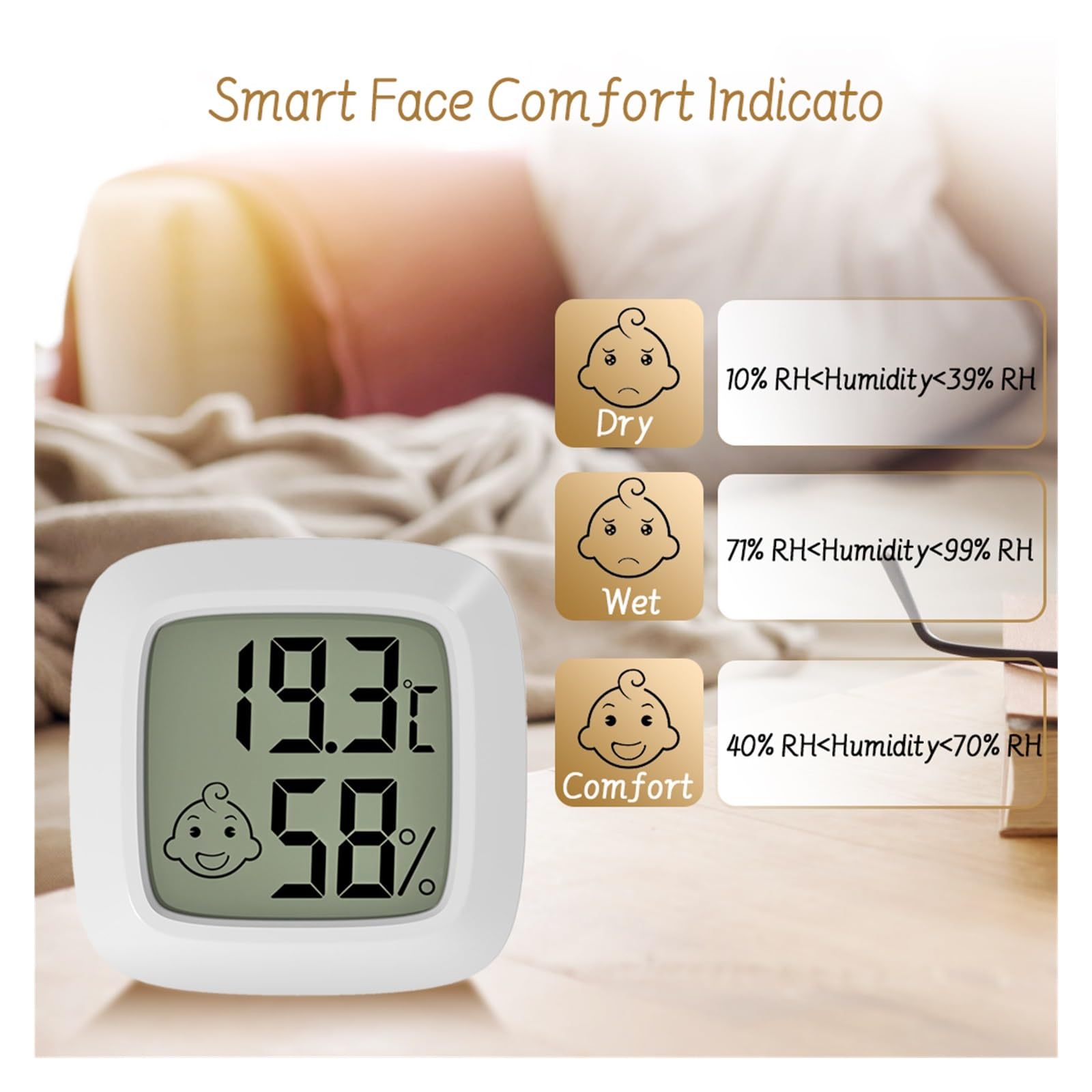 Mini Termómetro Digital LCD Magnético, Higrómetro, Sensor De Temperatura Ambiente, Medidor Humedad, Interior, Estación Meteorológica Preciso Rápido Monitorización Tiempo Real(5pcs)