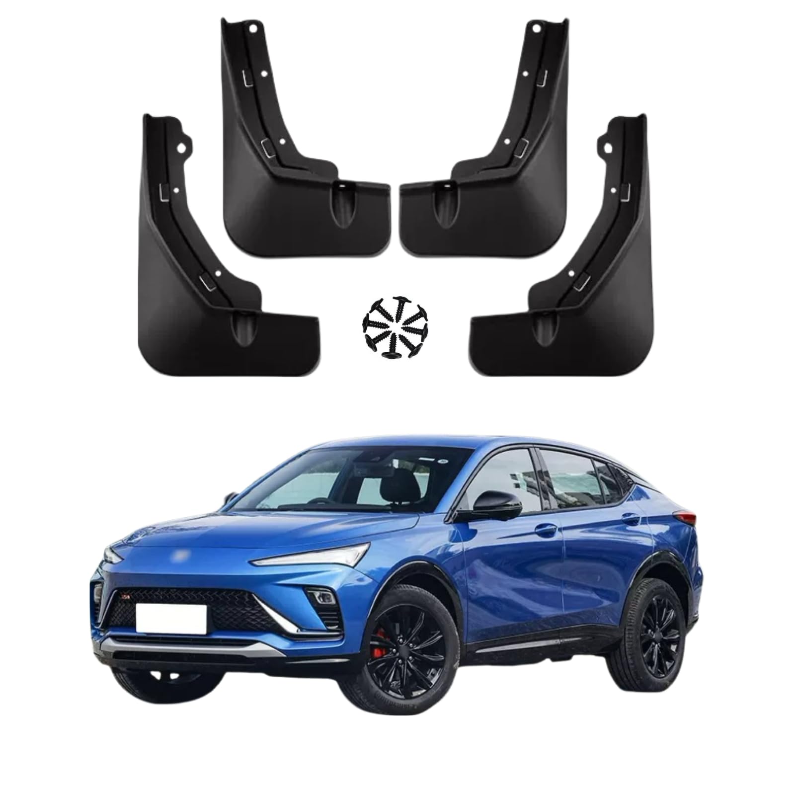 No Drill Mud Flaps Splash Guards Compatible with 2024-2026 Buick Envista，OEM Style Textured Black Custom Fit All Weather Exterior Accessories(4PCS)