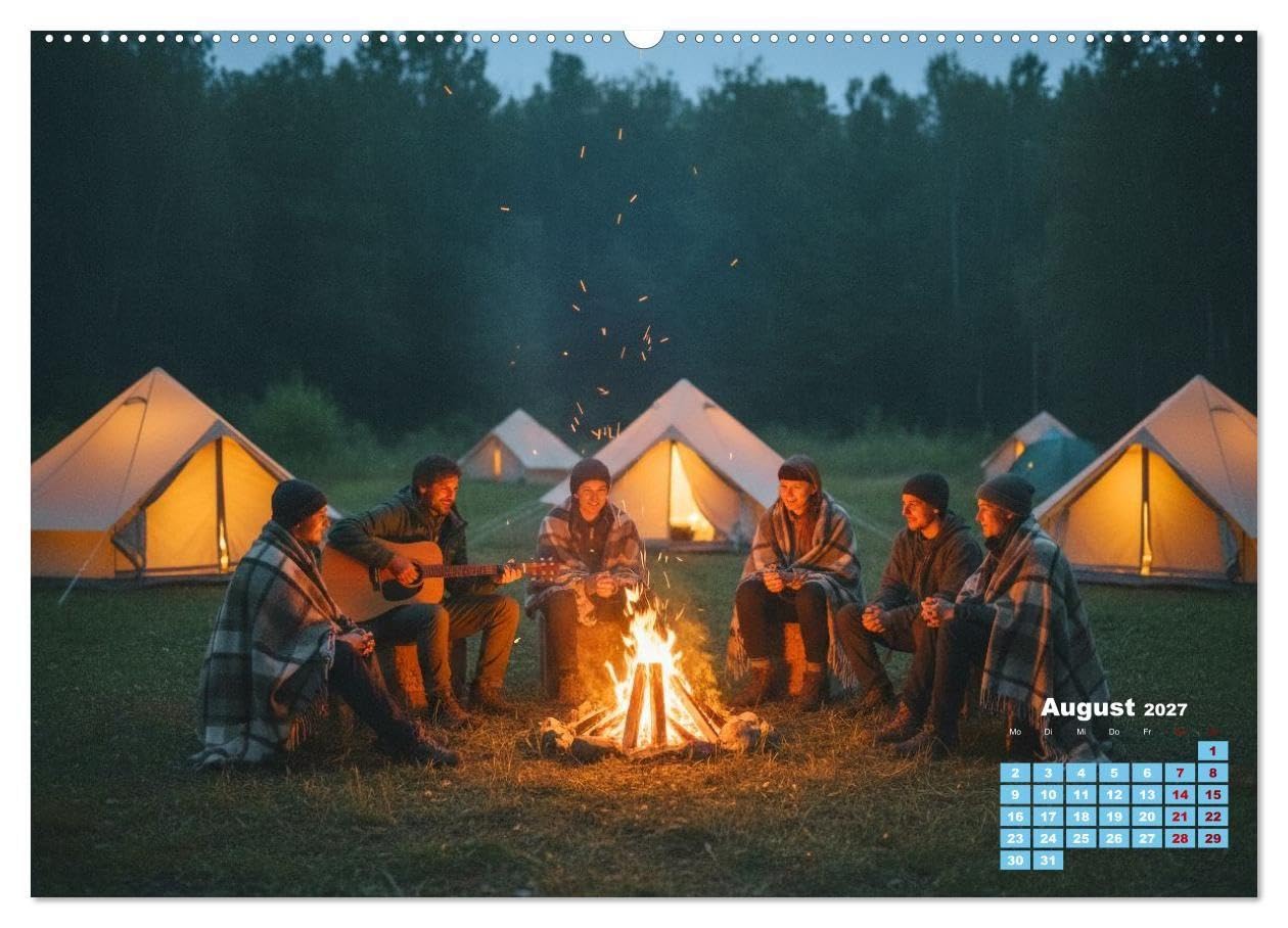 Zelten - gemeinsam oder einsam (Wandkalender 2027 DIN A2 quer), CALVENDO Monatskalender: Camping bedeutet Freiheit, Stille, Abenteuer - oder ... und Zeit für Freundschaften (CALVENDO Orte)