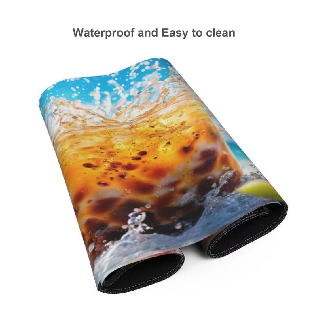 Alfombrilla de ratón 1400x600x3 MM, Alfombrilla Ratón XXL Extendida de Gran Tamaño con Bordes Cosidos, Base de Goma Antideslizante Almohadilla para Teclado, Jugo de Verano S-11375