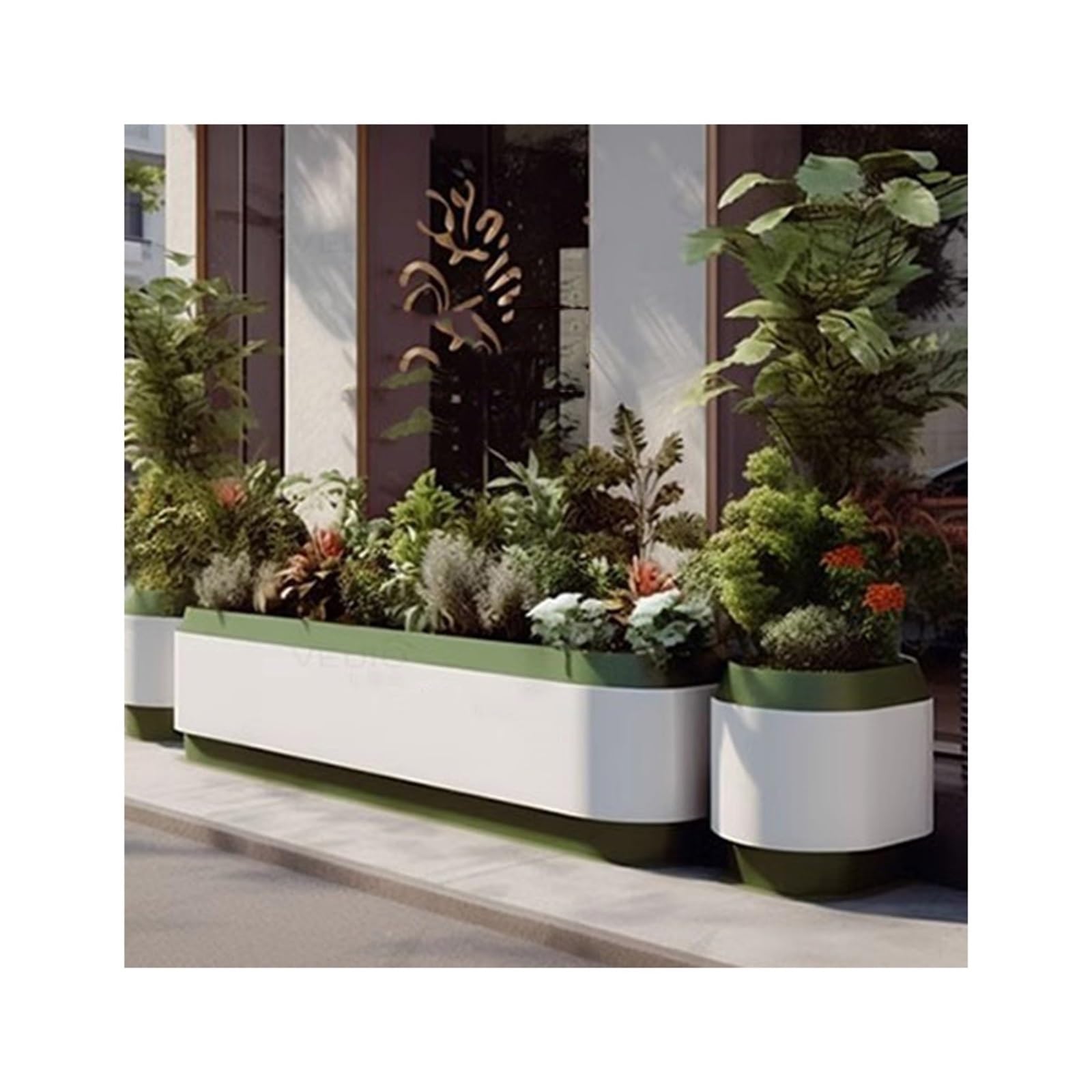 Kx9Lb8d Planter Box Outdoor Flower Box Combination Courtyard with Fence Bed Milk Tea Shop Rack Commercial Street Trough