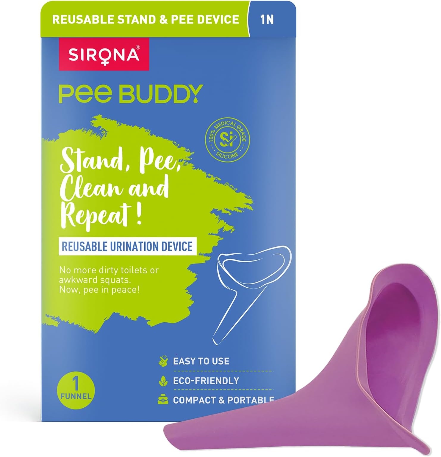 PeeBuddy Reusable Portable Female Urination Device for Women - 1 Unit - Perfect for Travel, Outdoor Activities Including Camping, Hiking and Festivals