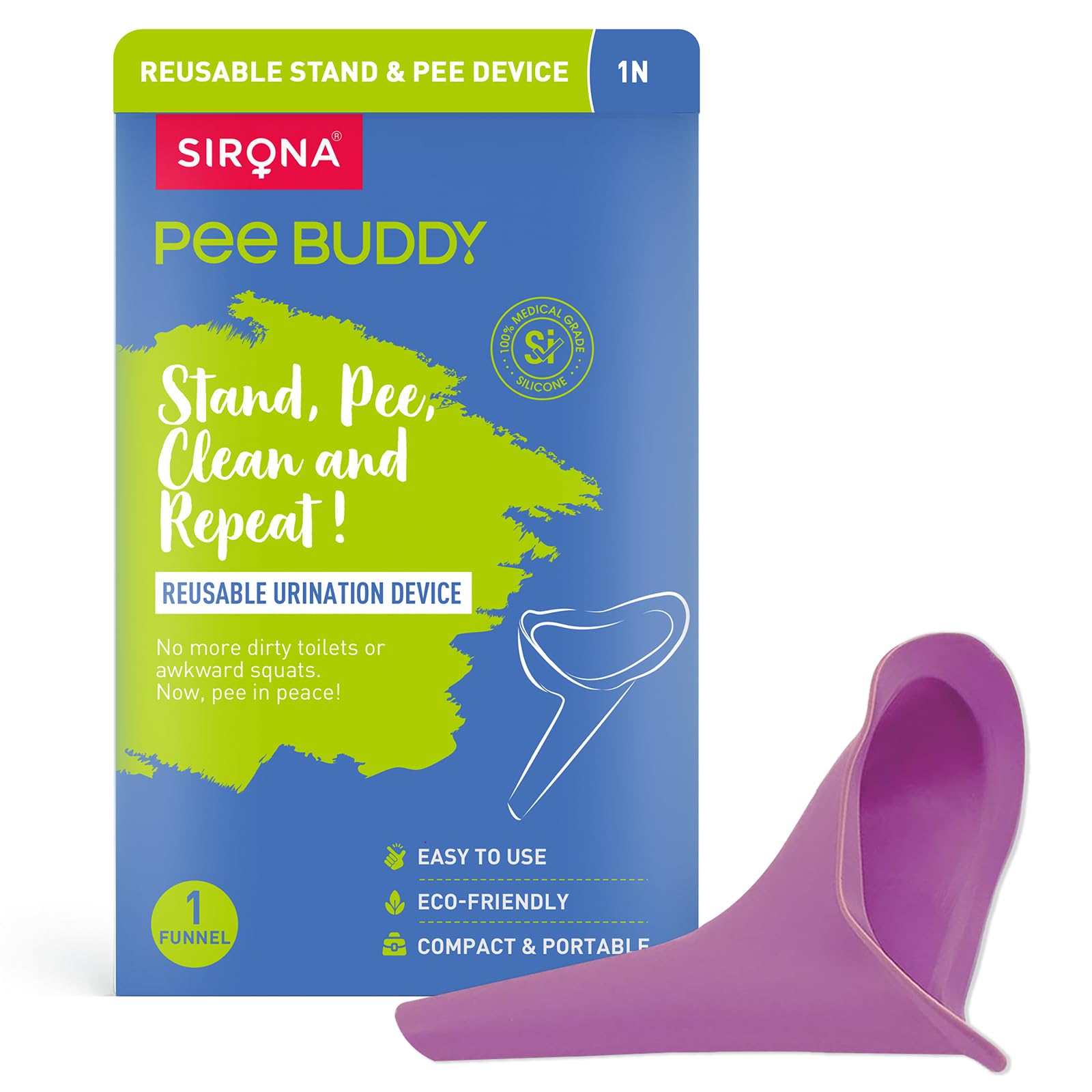 PeeBuddy Reusable Portable Stand and Pee Urination Device for Women - 1 Unit | Leak-proof Pee Funnels for Women, Girls | Public Toilets, Travel, Camping, Hiking and Outdoor Activities