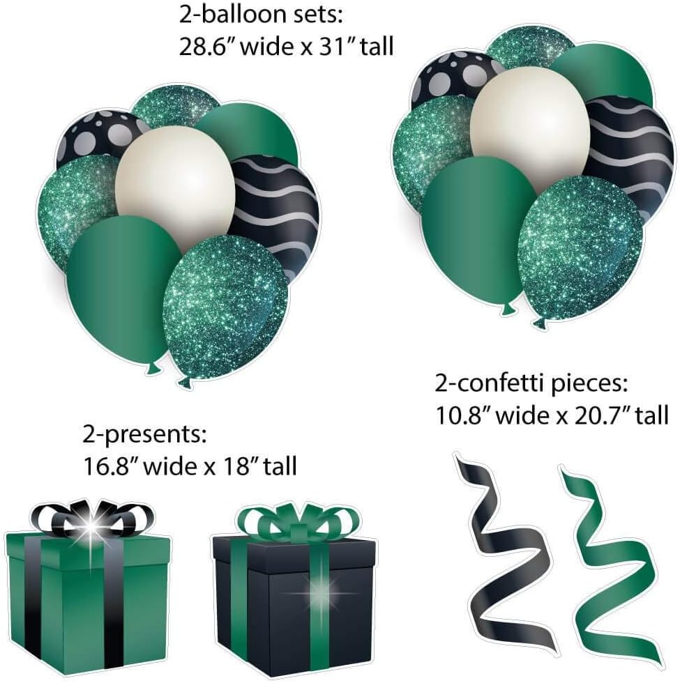 VictoryStore Yard Decorations Dripping Glitter Sparkle Birthday Flair Outdoor Yard Signs Package, 12pcs (Green Sparkle 18860)