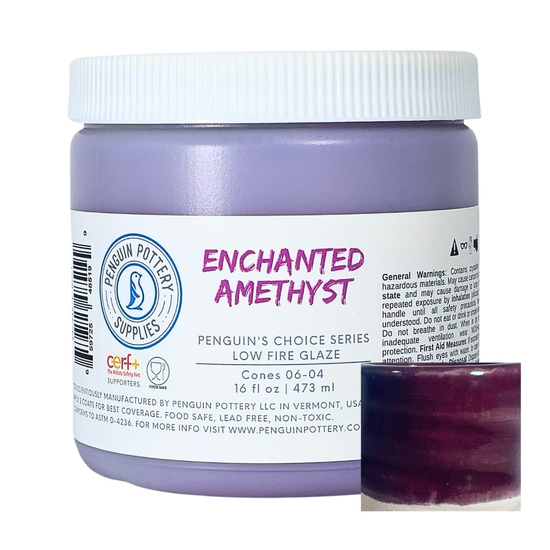 Penguin Pottery - Penguin's Choice Series - Enchanted Amethyst - Low Fire Glaze Cone 06-04 for Low Fire Clay - Ceramic Glaze Pottery (1 Pint | 16 oz | 473 ml)-image-31