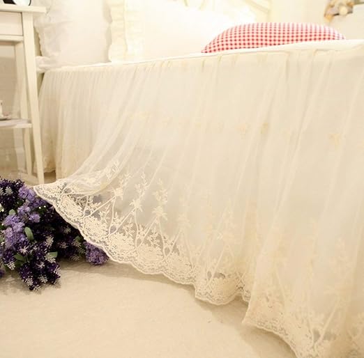Brandream Full Size Luxury White Lace Bed Skirt 18 Inch