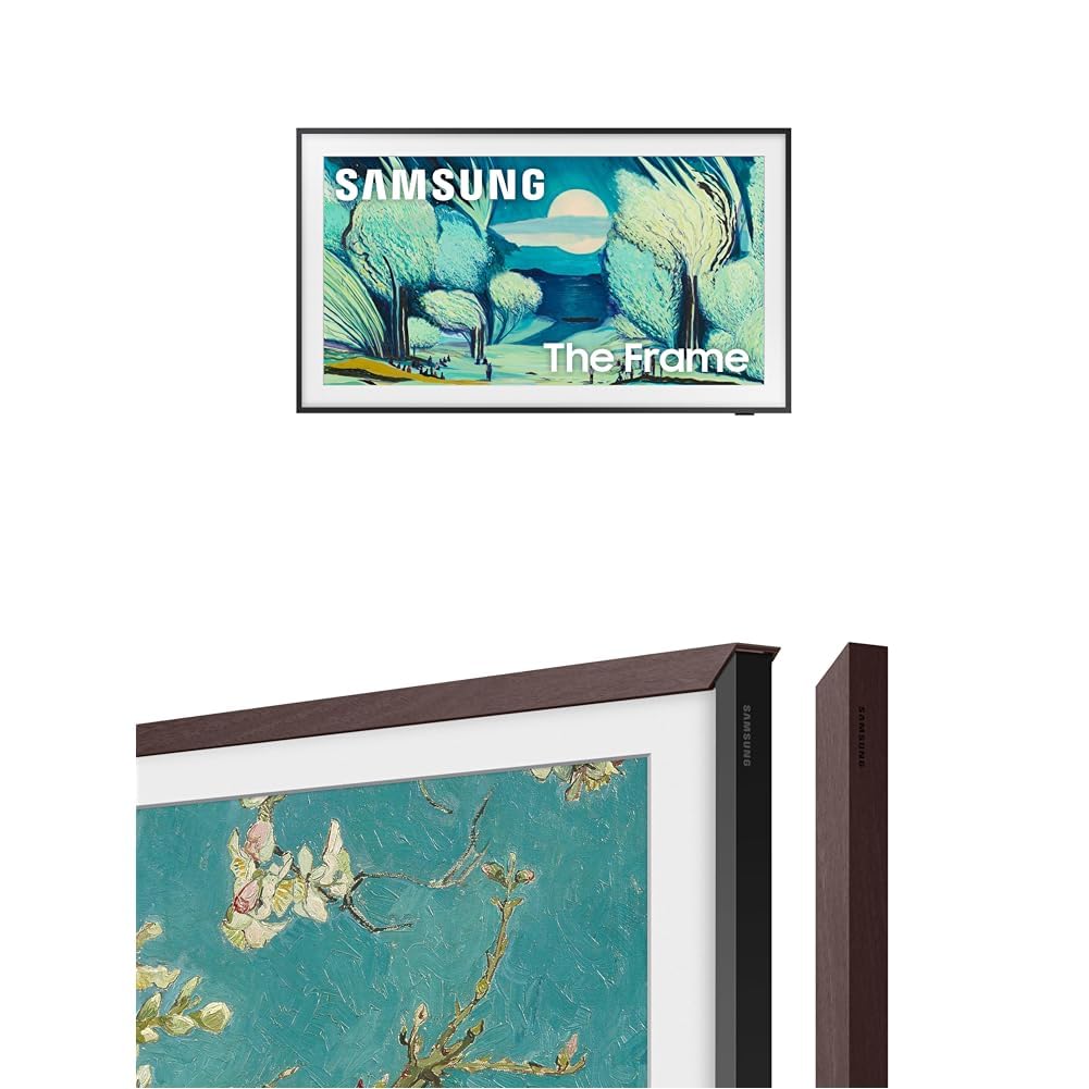 Samsung 55-Inch The Frame LS03F 4K QLED Smart TV (2025 Model) with Modern Brown Frame Customizable Bezel