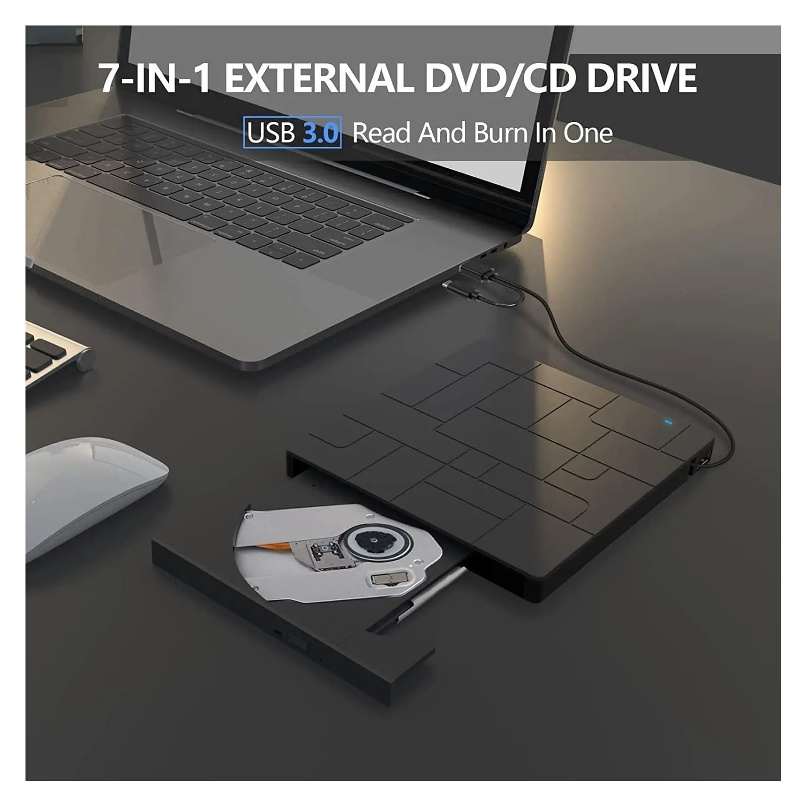 2w1 USB3.0 TypeC Slim Zewnętrzne DVD RW Nagrywarka CD Napęd Palnika Czytnik Odtwarzacz Napędy Optyczne Do Laptopa PC Nagrywarka DVD DVD Kompaktowy łatwy W UżYciu