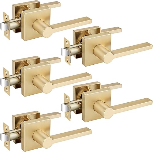 Miniatura 10 de EHOMEWARE Paquete de 3 manijas de puerta doradas, pomos de puerta resistentes para interior de dormitorio y baño, manijas de puerta de privacidad de